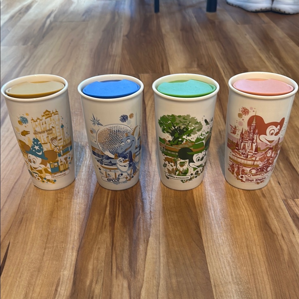 Starbucks Disney Theme Park Set of Four Themed Ceramic Cups - Walt Disney World